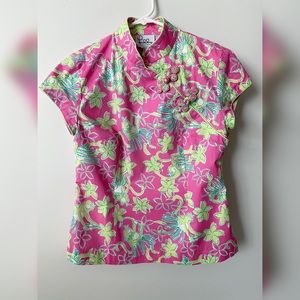 White Label Lilly Pulitzer Mandarin Collar Top Rock A Hula Monkeys size 10